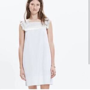 Madewell White Cotton Crochet Square Neck Tassel Beach Cotton Knee Length Size 4